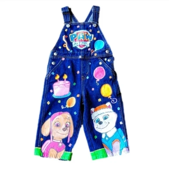 Levi's Jean Overall Paw Patrol Fabric Paint Denim Custom Toddler sz.2-5T Unisex - Picture 15 of 16
